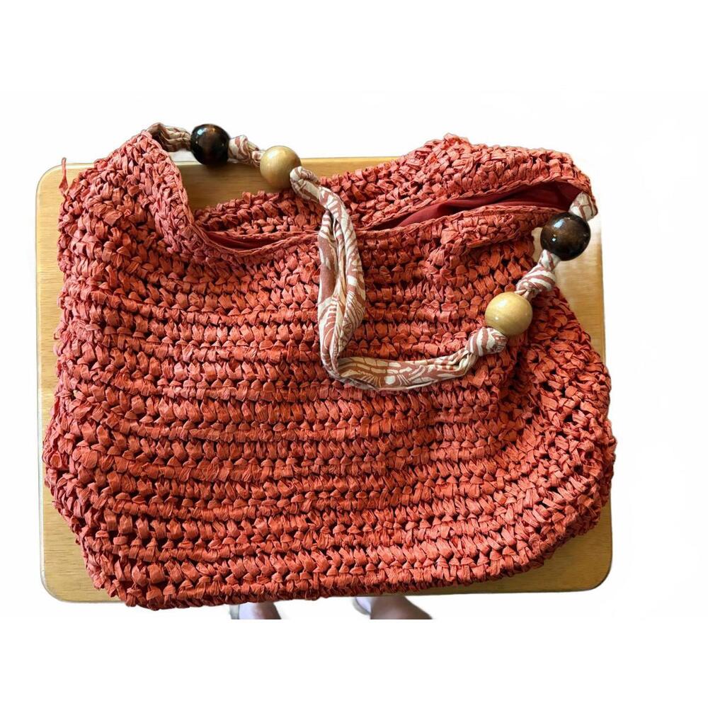 Handwoven Rust Orange Crochet Handbag